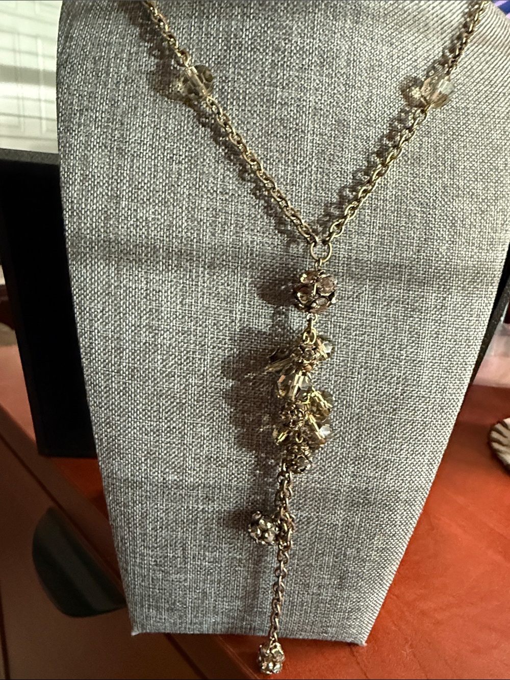 Gold-Tone Crystal Drop Y Necklace
